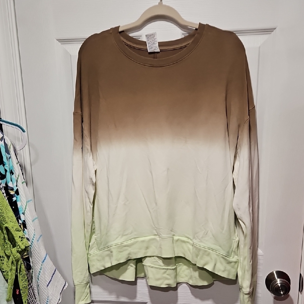 all in motion Brown to Cream to Light Green Ombre Pullover Sweatshirt